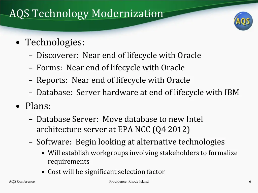 aqs technology modernization