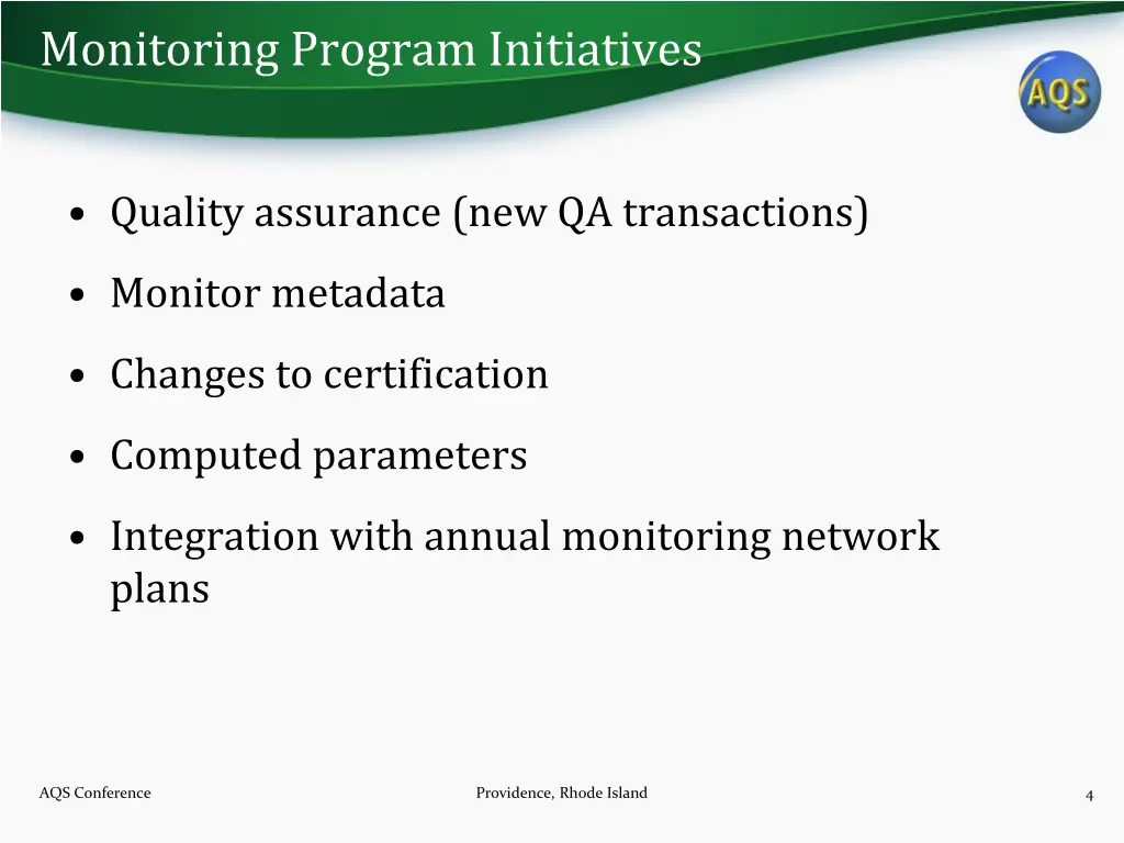monitoring program initiatives