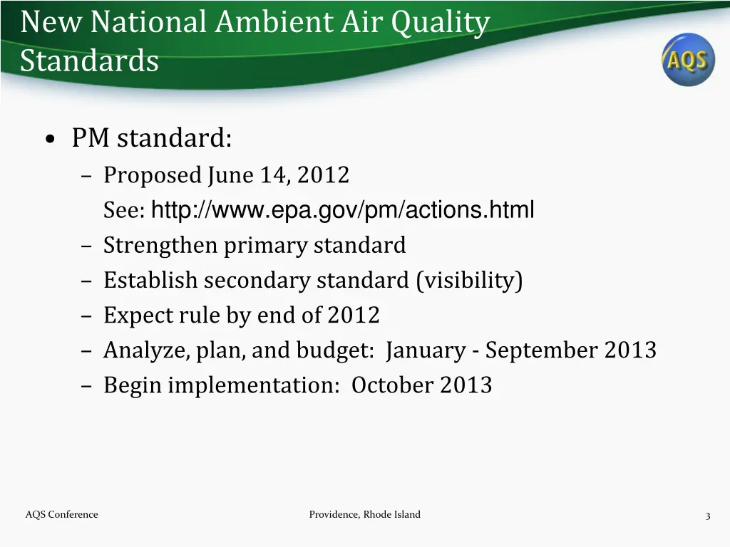 new national ambient air quality standards