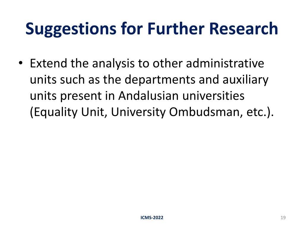 suggestions for further research