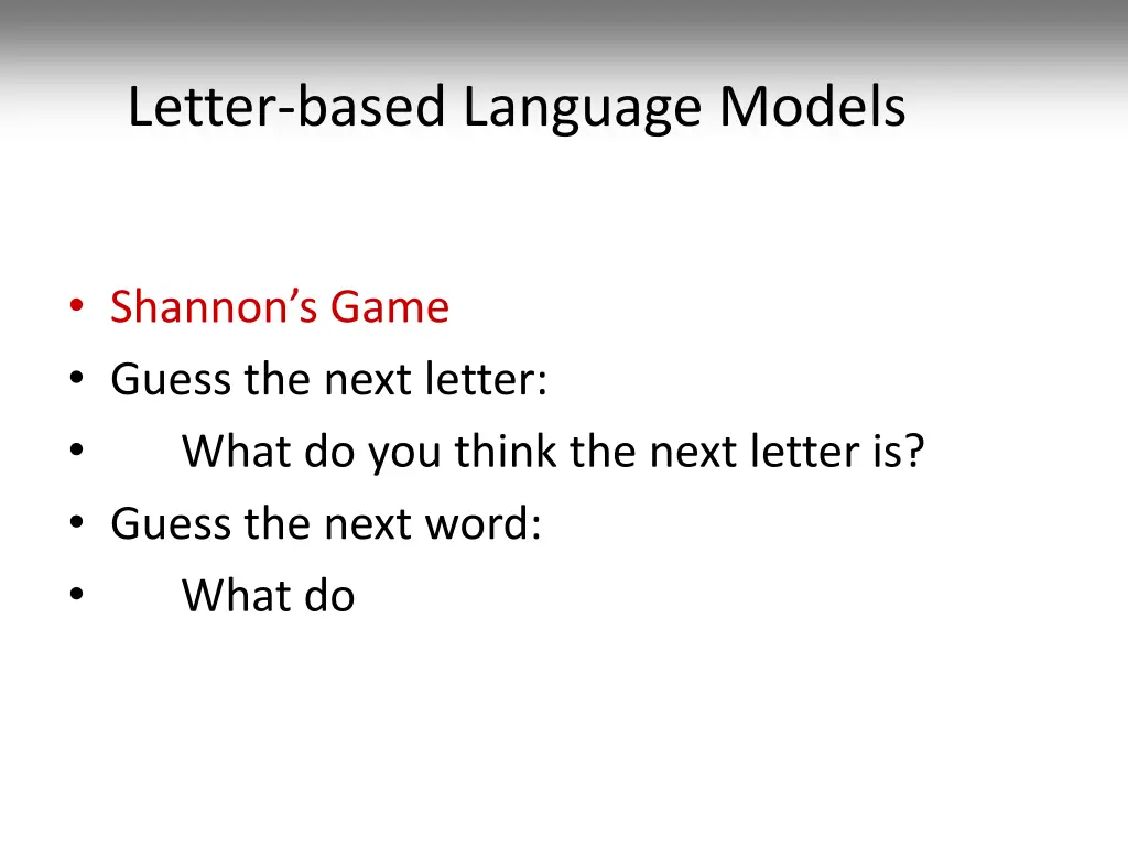 letter based language models 10