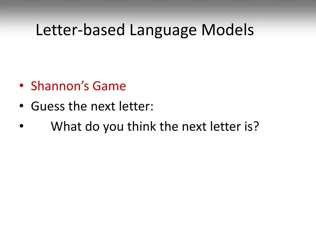 letter based language models 7