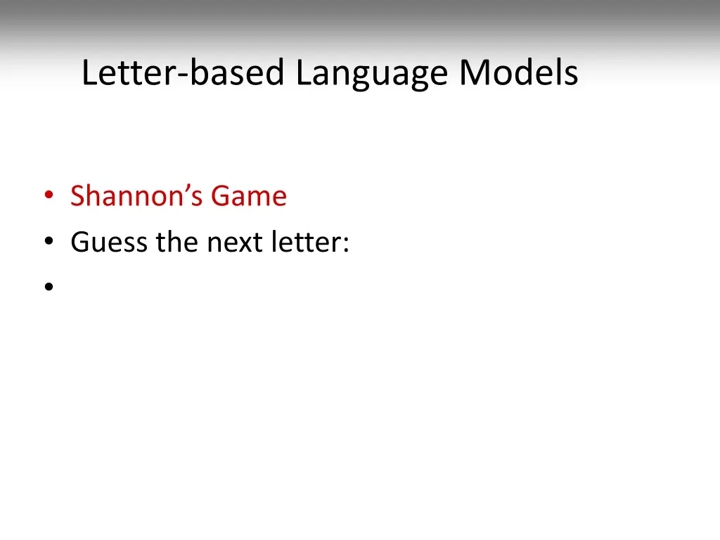 letter based language models