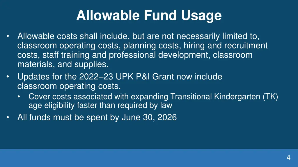 allowable fund usage