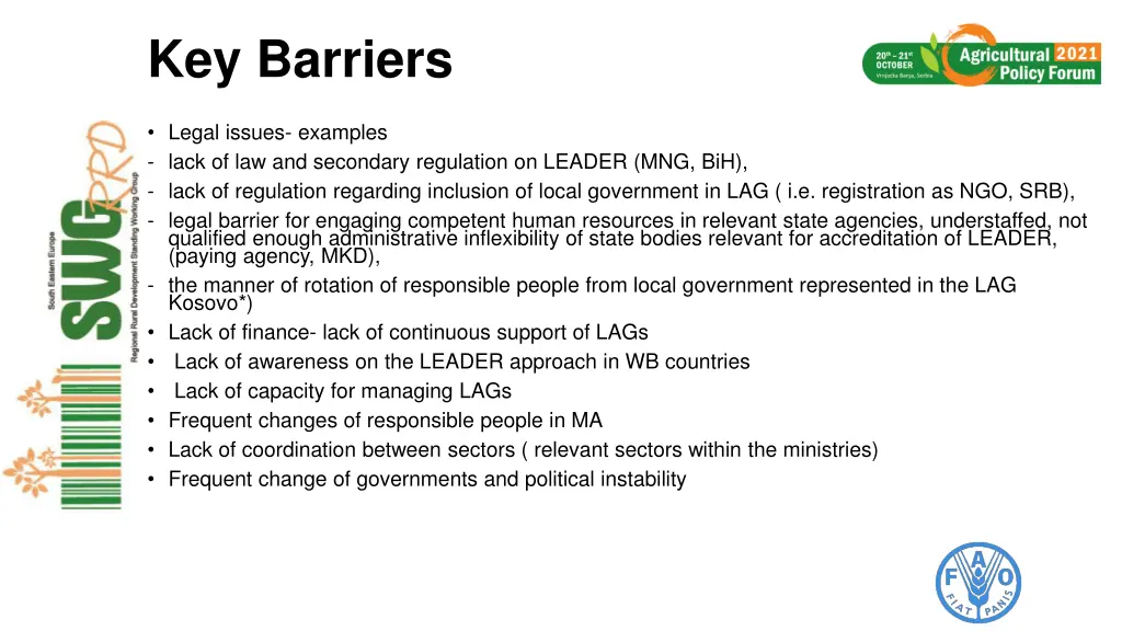 key barriers