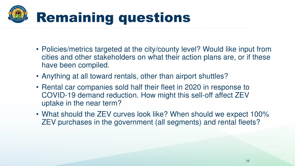 remaining questions