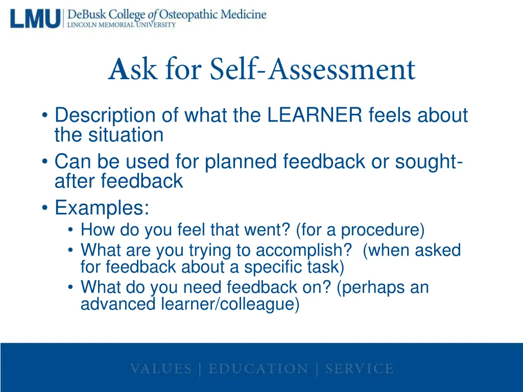 description of what the learner feels about