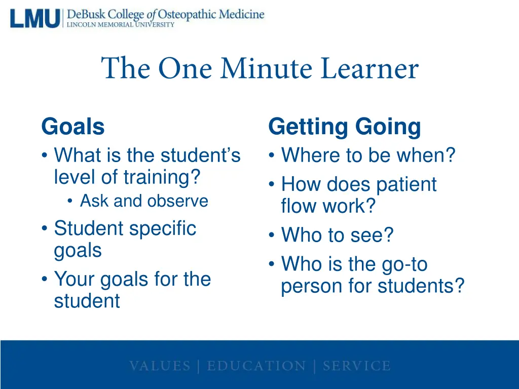 goals what is the student s level of training