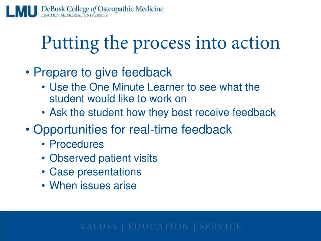 prepare to give feedback use the one minute
