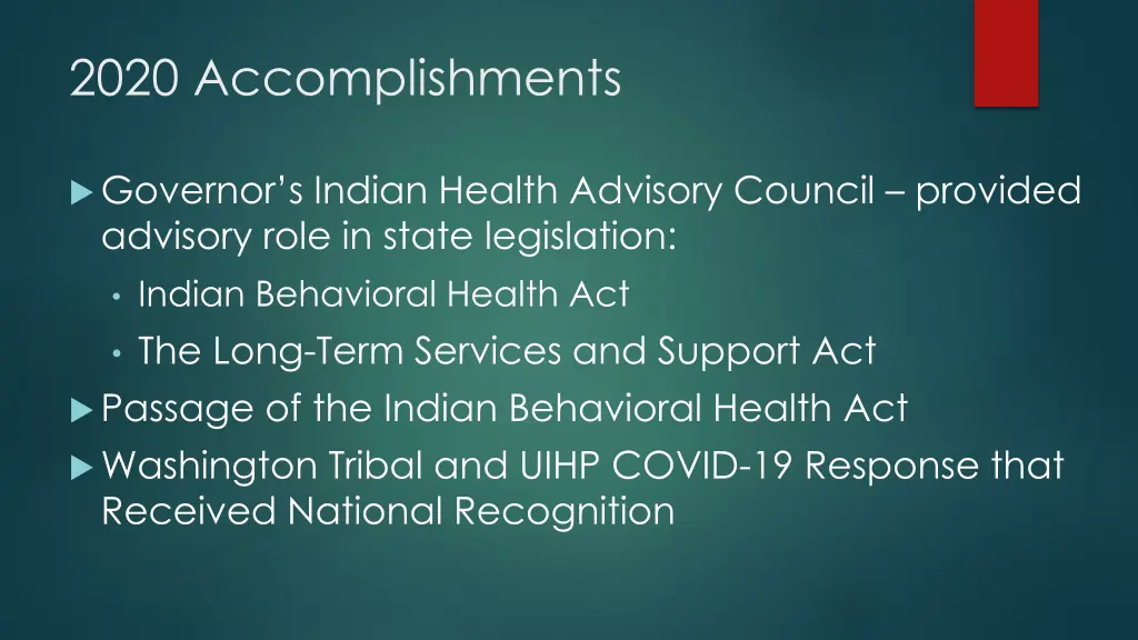 2020 accomplishments