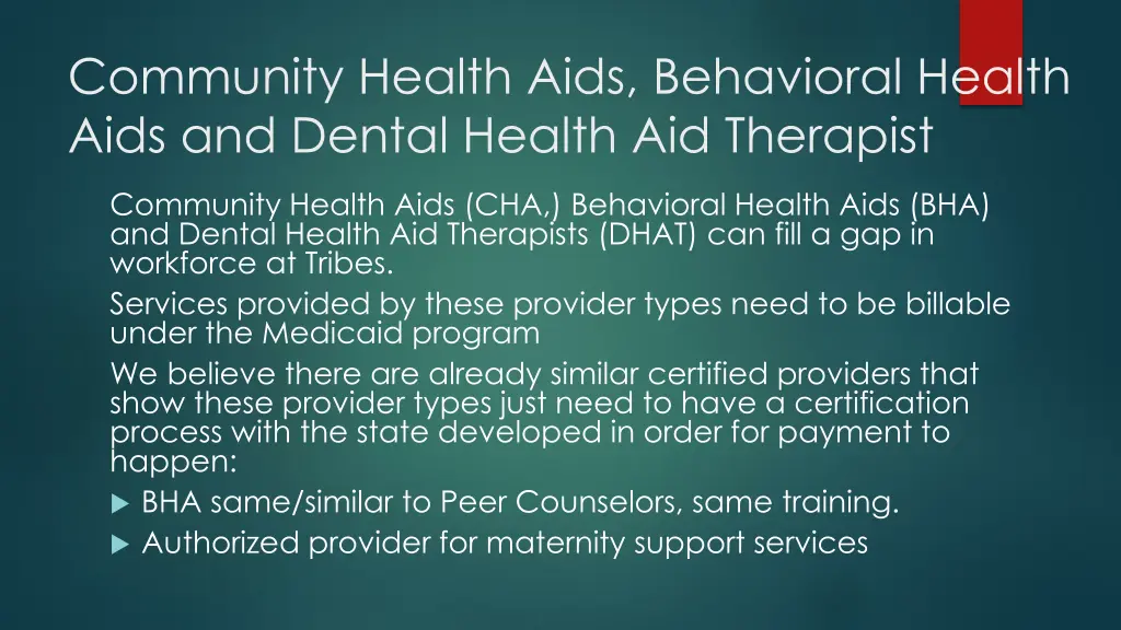 community health aids behavioral health aids
