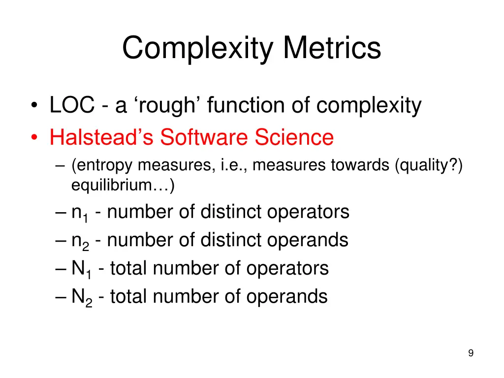 complexity metrics