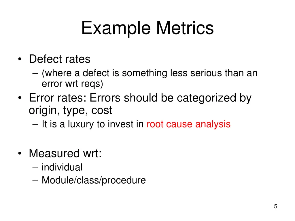 example metrics