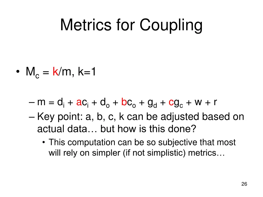 metrics for coupling