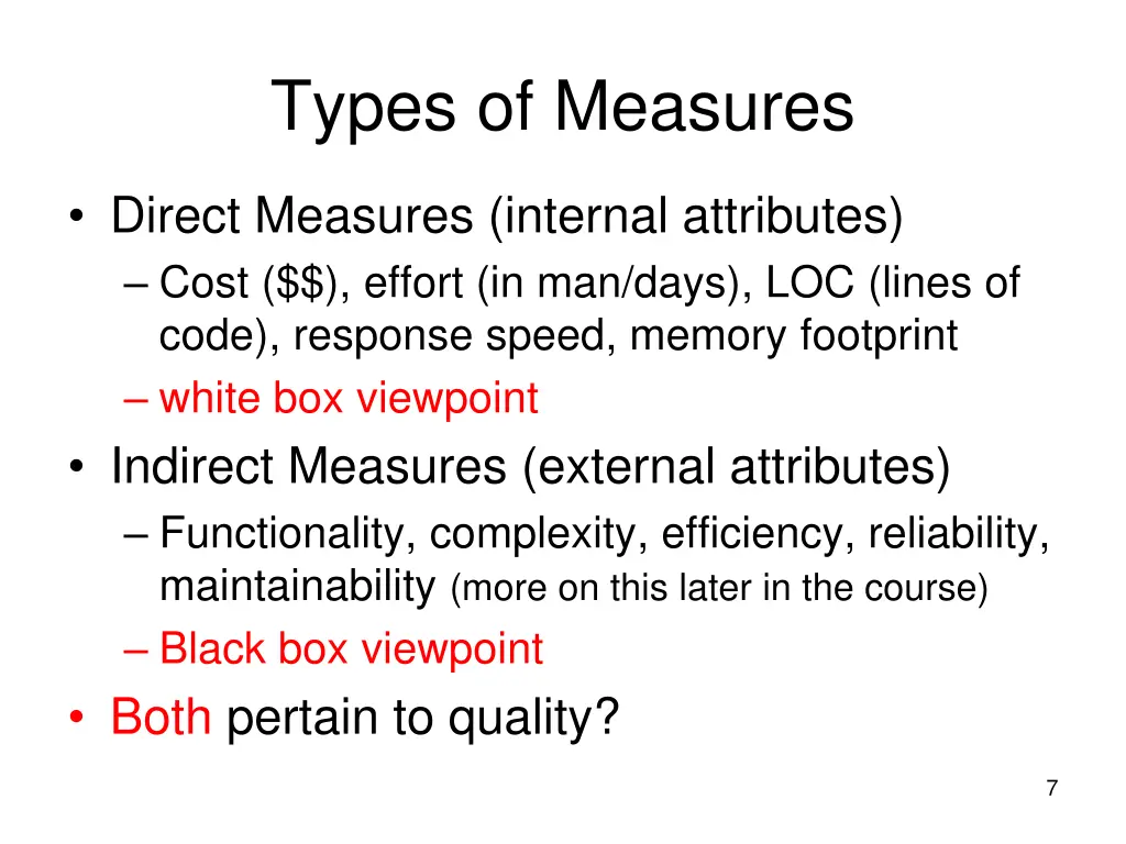 types of measures