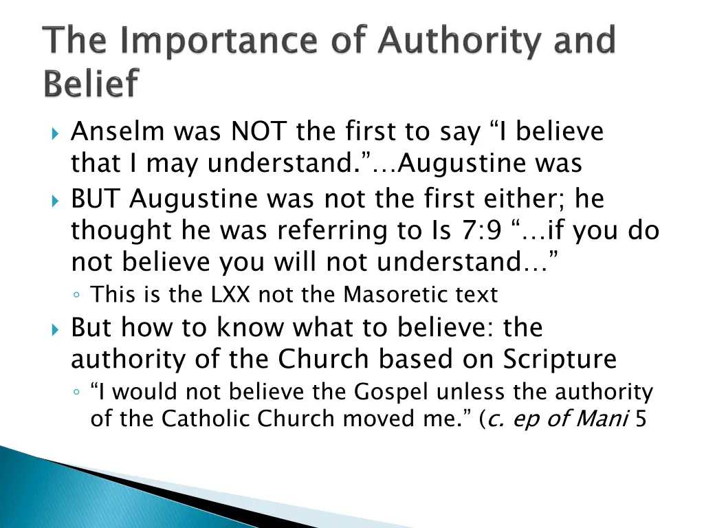anselm was not the first to say i believe that