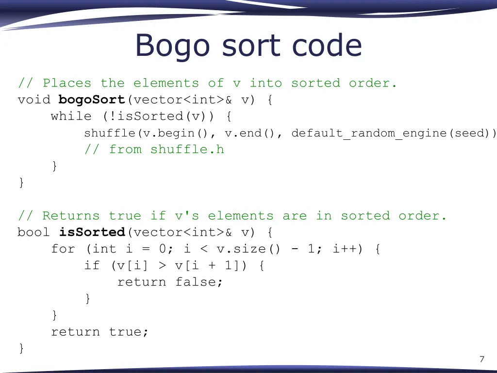 bogo sort code