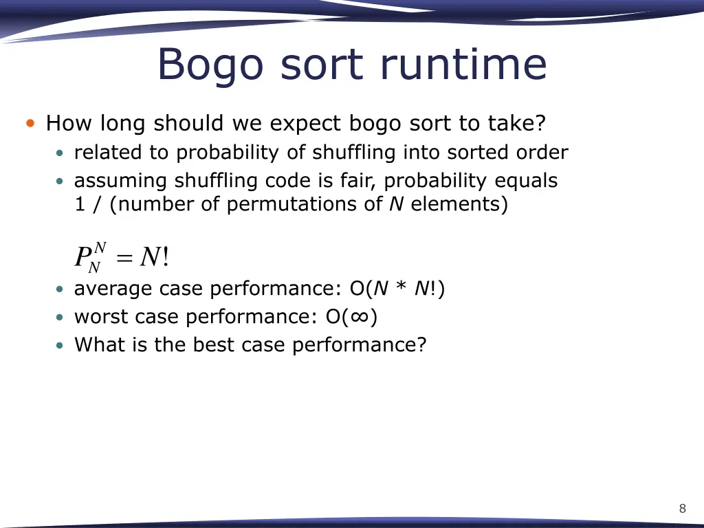 bogo sort runtime