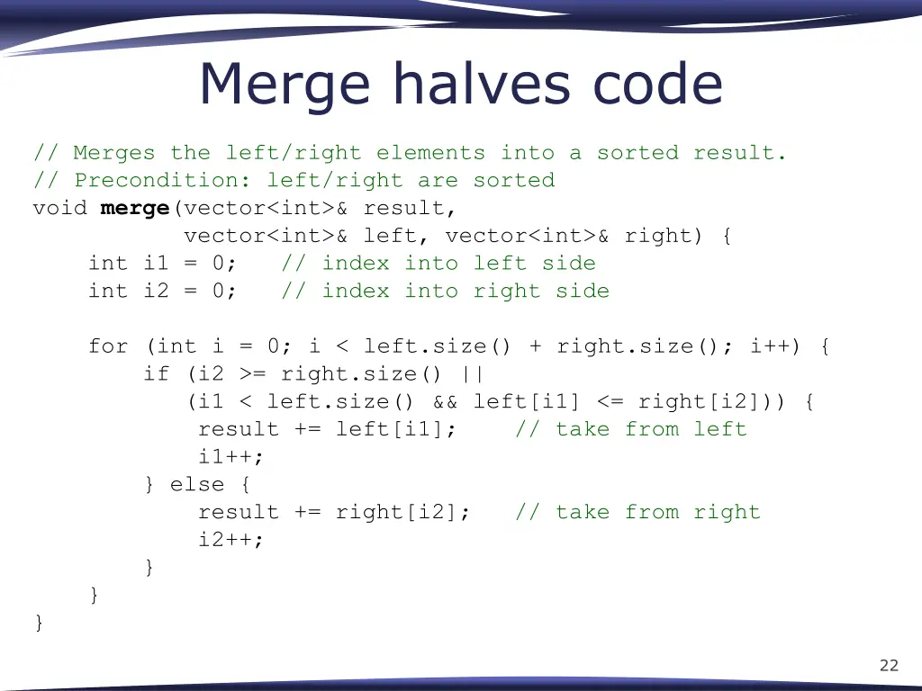 merge halves code