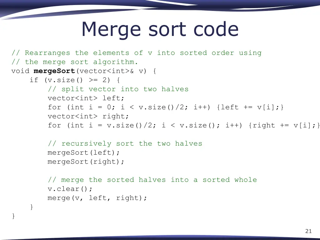 merge sort code