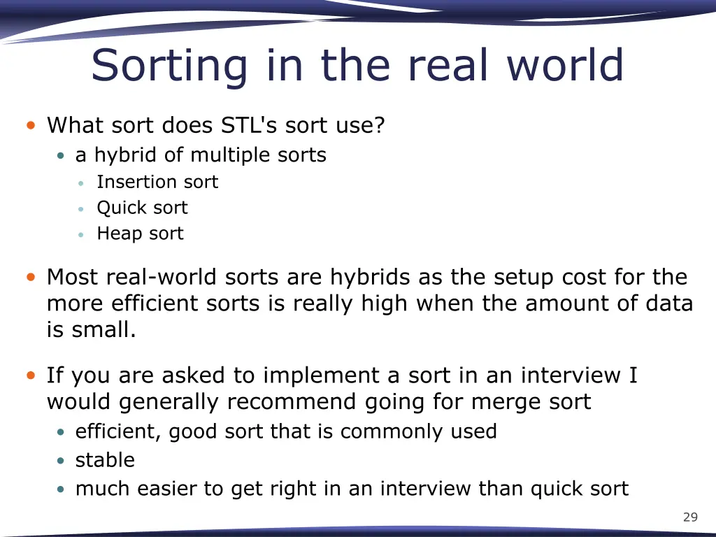 sorting in the real world