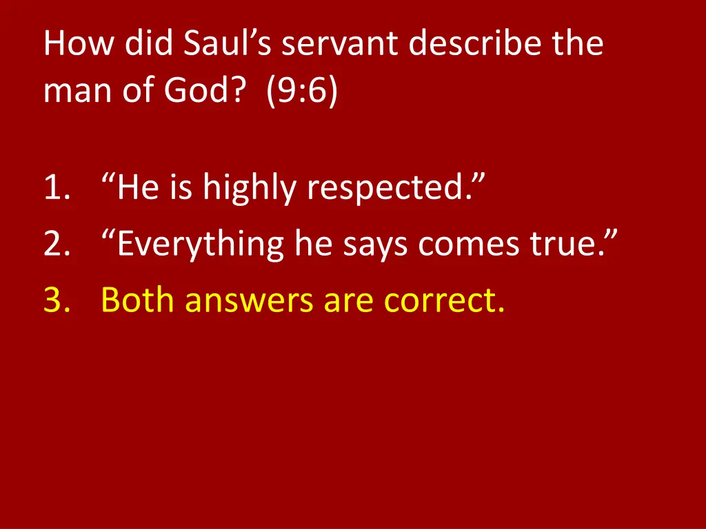 how did saul s servant describe the man of god 9 6 1