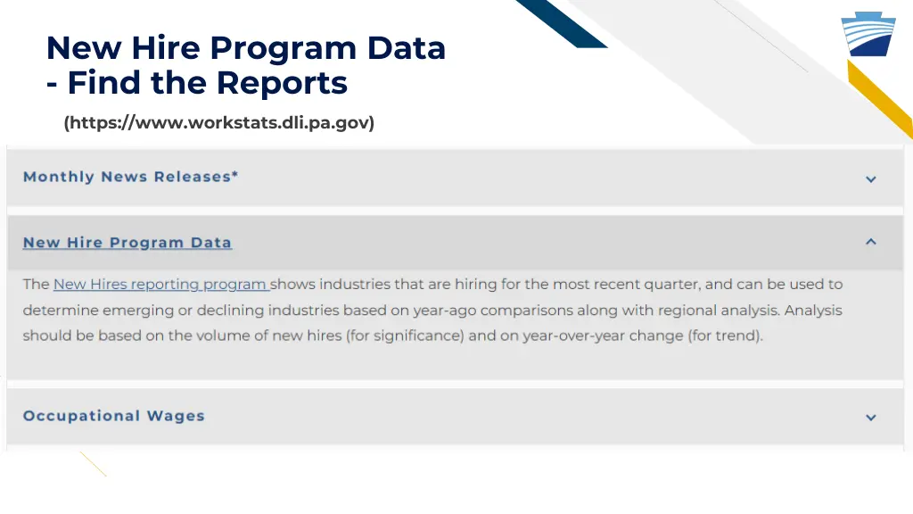 new hire program data find the reports 1
