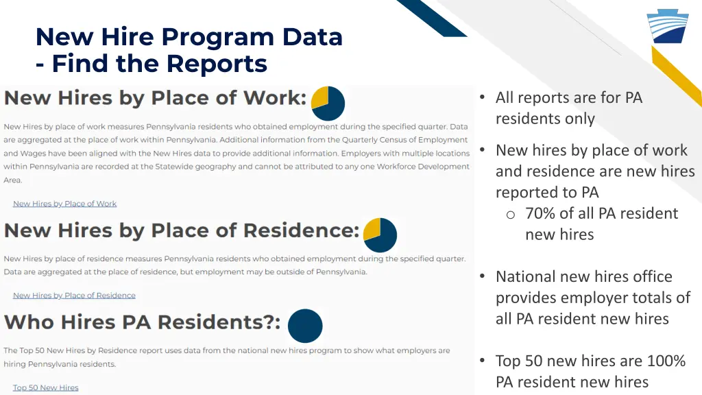 new hire program data find the reports 2