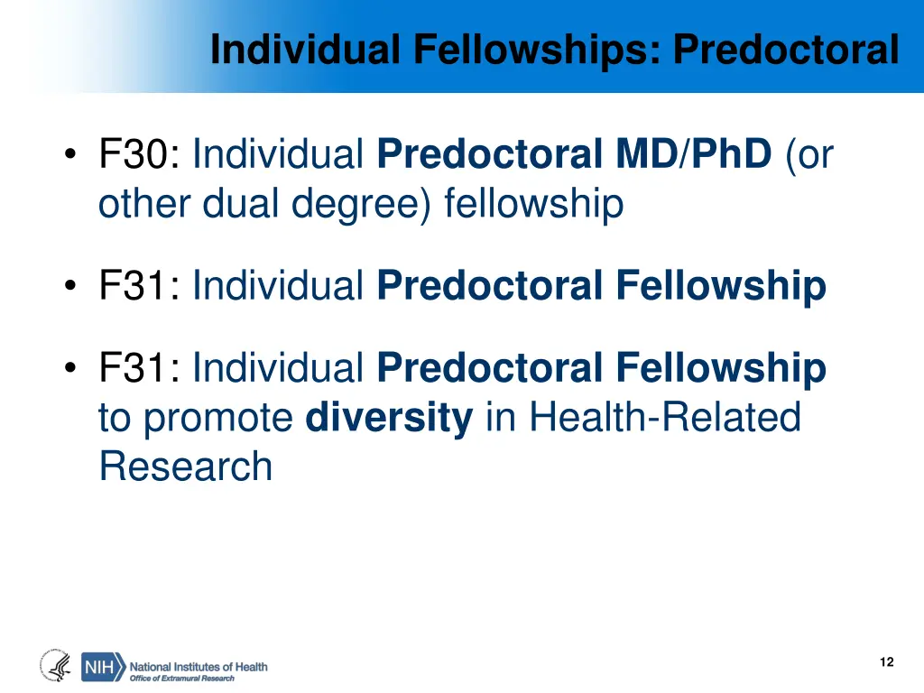 individual fellowships predoctoral