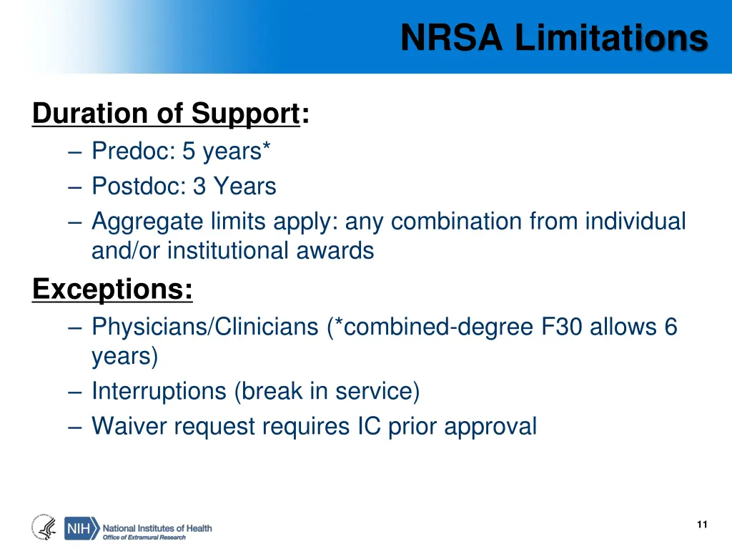 nrsa limitations