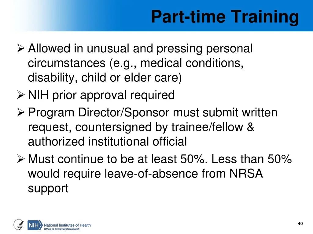part time training