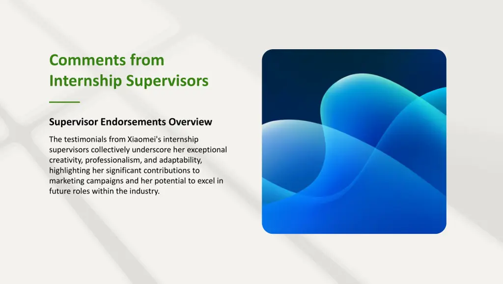 comments from internship supervisors
