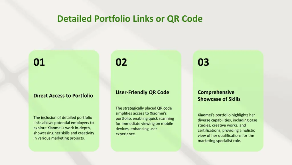 detailed portfolio links or qr code