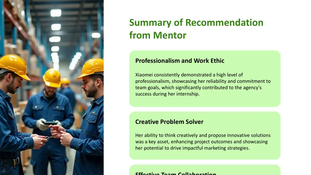 summary of recommendation from mentor