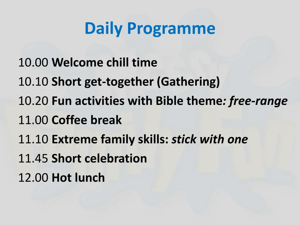 daily programme