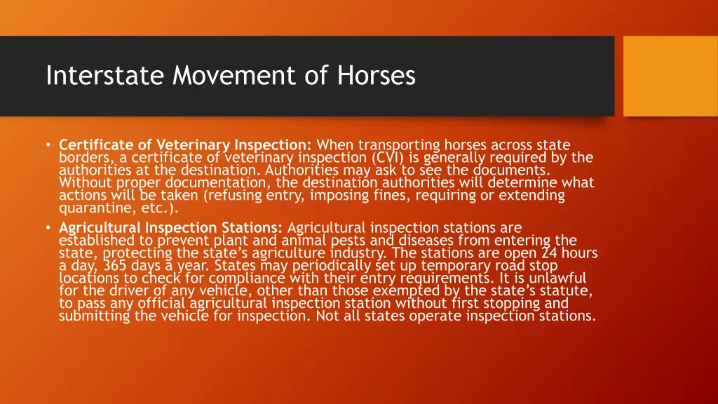 interstate movement of horses 1