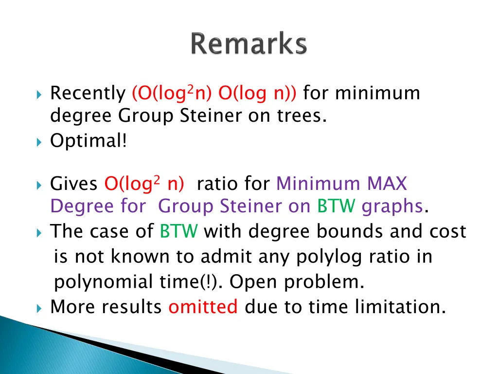 recently o log 2 n o log n for minimum degree