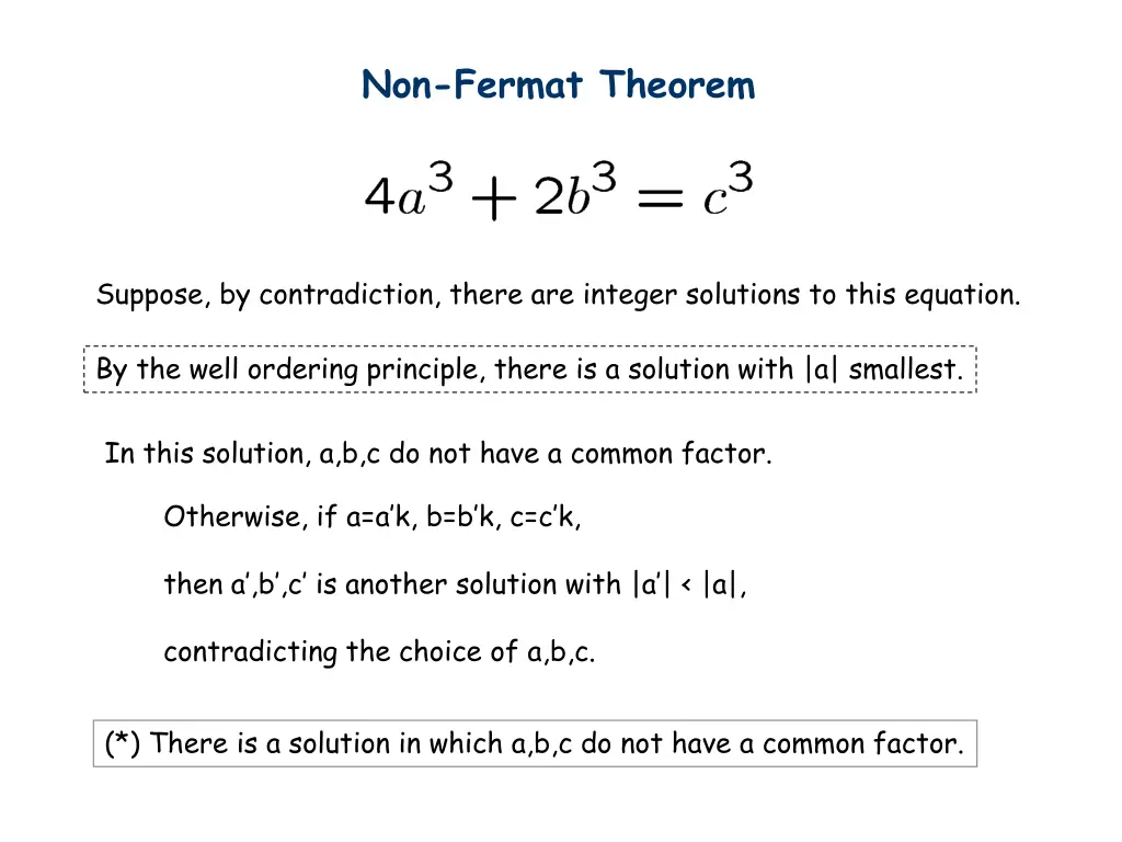 non fermat theorem 1