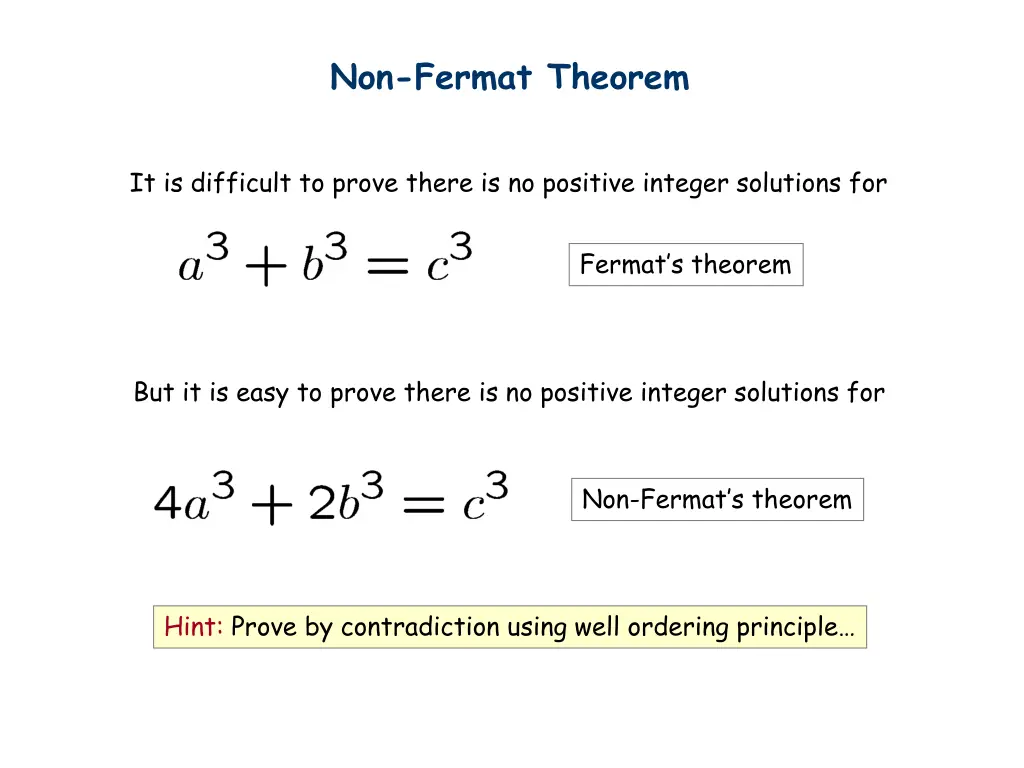 non fermat theorem