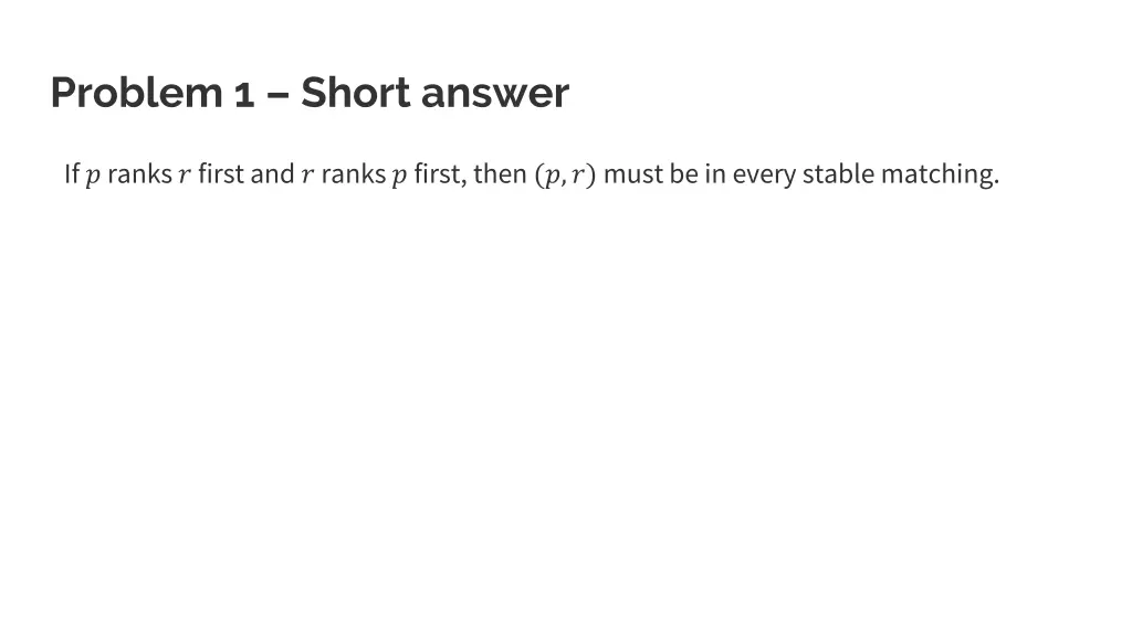 problem 1 short answer