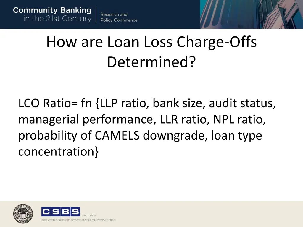 how are loan loss charge offs determined