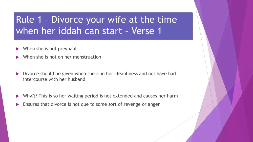 rule 1 divorce your wife at the time when