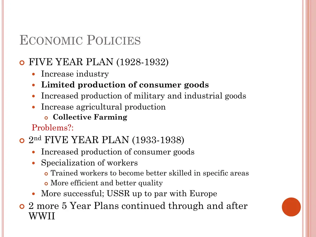 e conomic p olicies