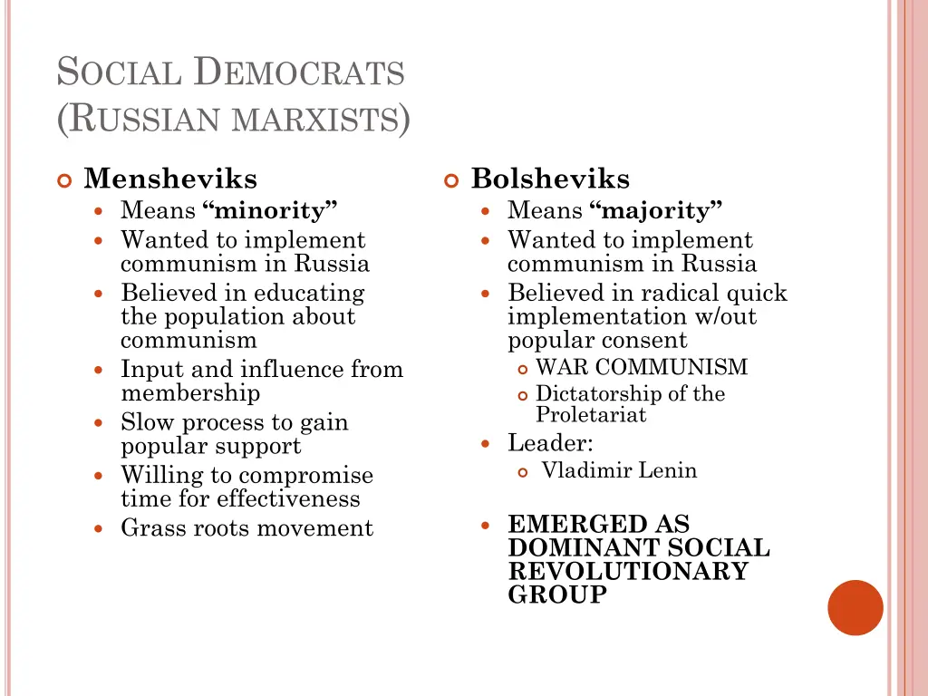 s ocial d emocrats r ussian marxists