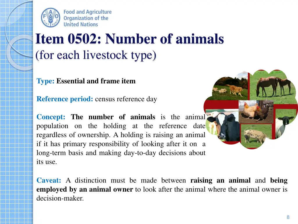 item 0502 number of animals for each livestock
