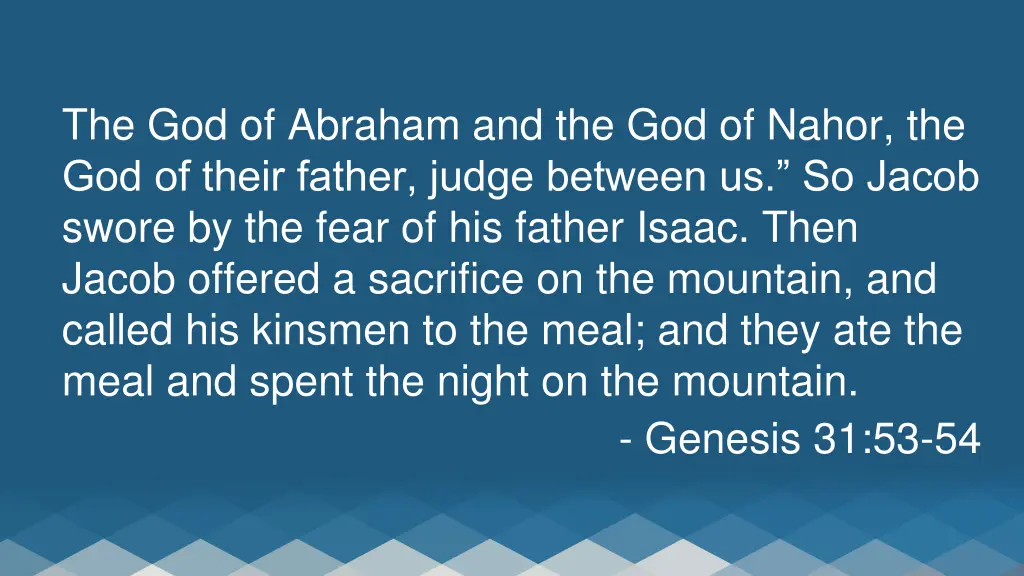 the god of abraham and the god of nahor