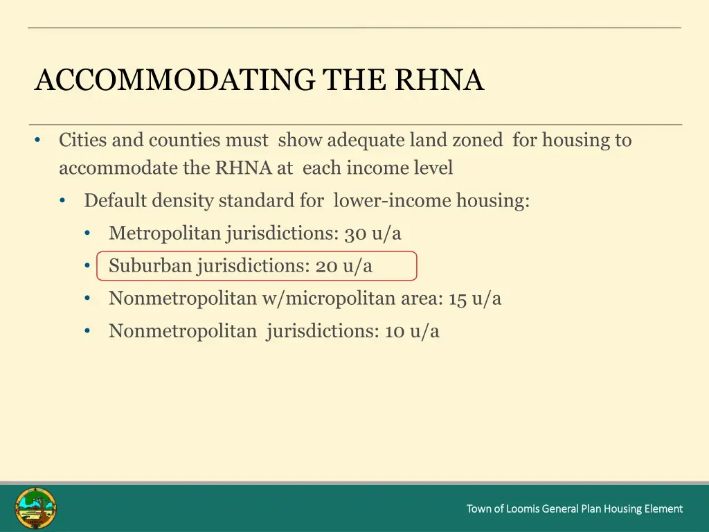 accommodating the rhna