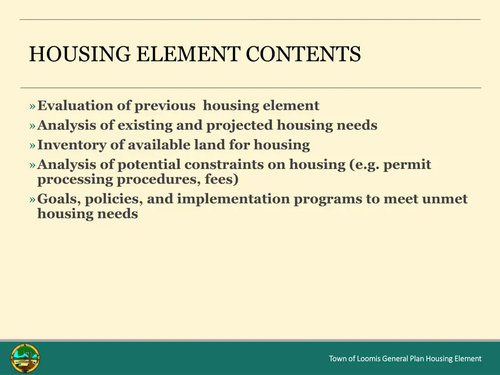 housing element contents