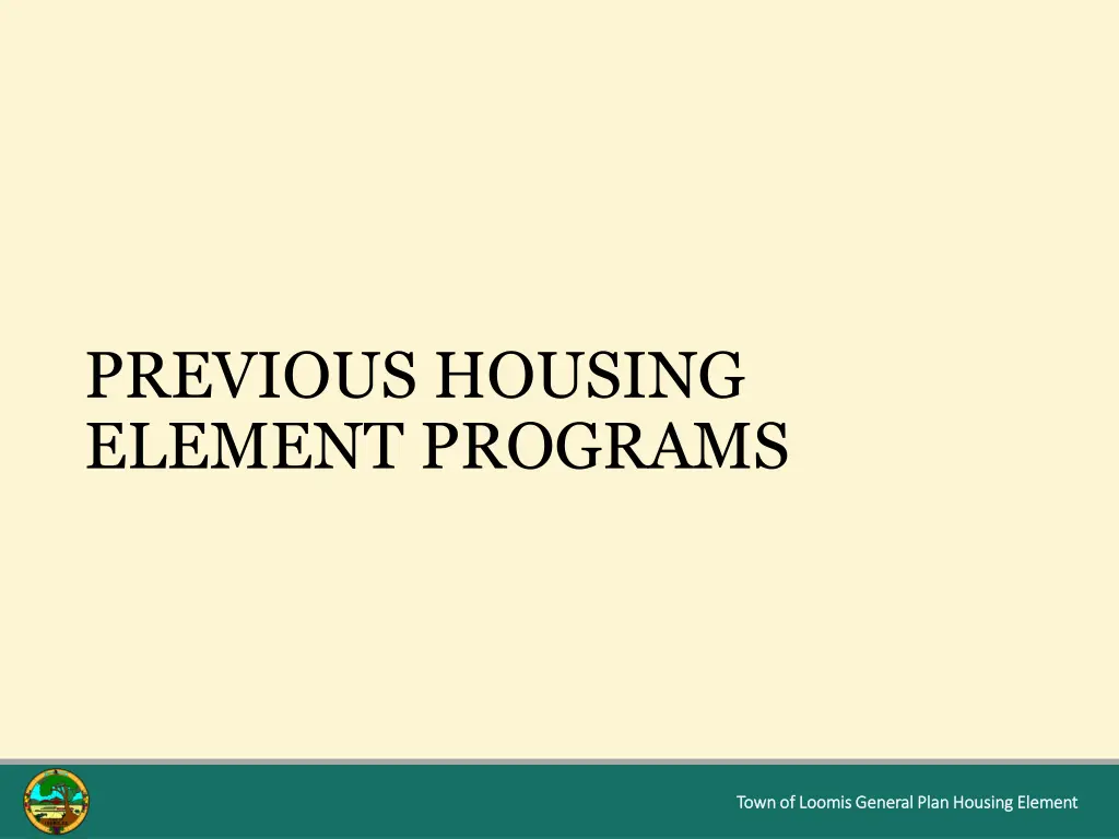 previous housing element programs