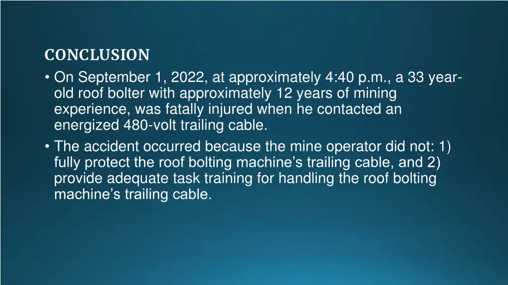 conclusion on september 1 2022 at approximately
